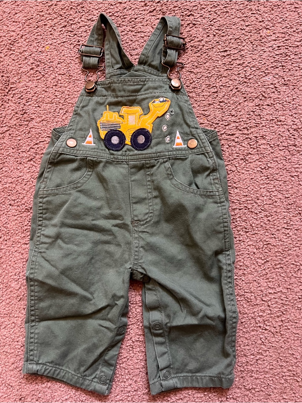 Toddler Green Overalls with Yellow Dump Truck